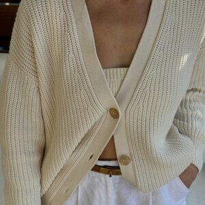 JENNI KAYNE Cotton Cocoon Cardigan Ivory XS